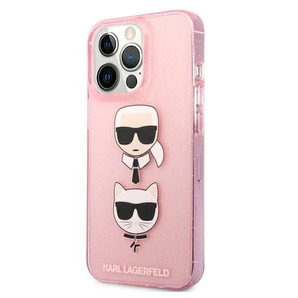 Karl Lagerfeld KLHCP13LKCTUGLP iPhone 13 Pro / 13 6,1" ružovo-ružové pevné puzdro Glitter Karl`s